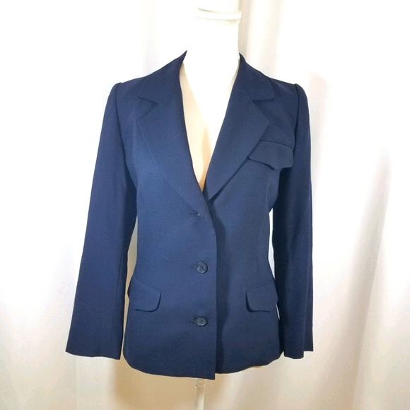 Bergdorf Goodman of the Plaza NY Navy Blazer 4 Wool Made in USA - Picture 1 of 13